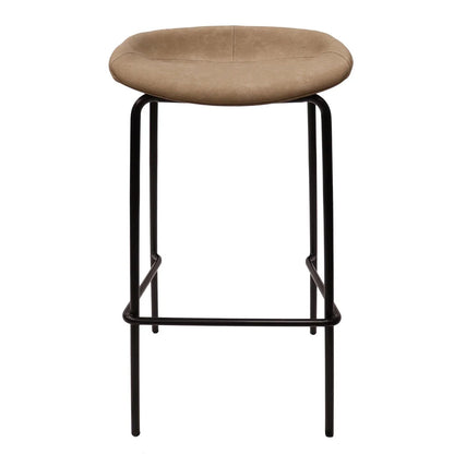 Servos Modern Barstool with Upholstered Faux Leather Seat and Powder Coated Iron Frame - Elax Furniture