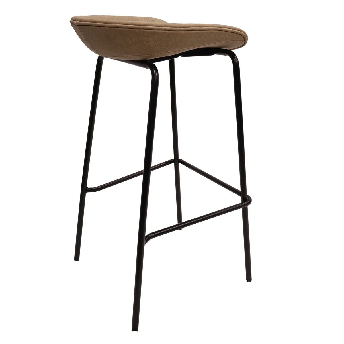 Servos Modern Barstool with Upholstered Faux Leather Seat and Powder Coated Iron Frame - Elax Furniture