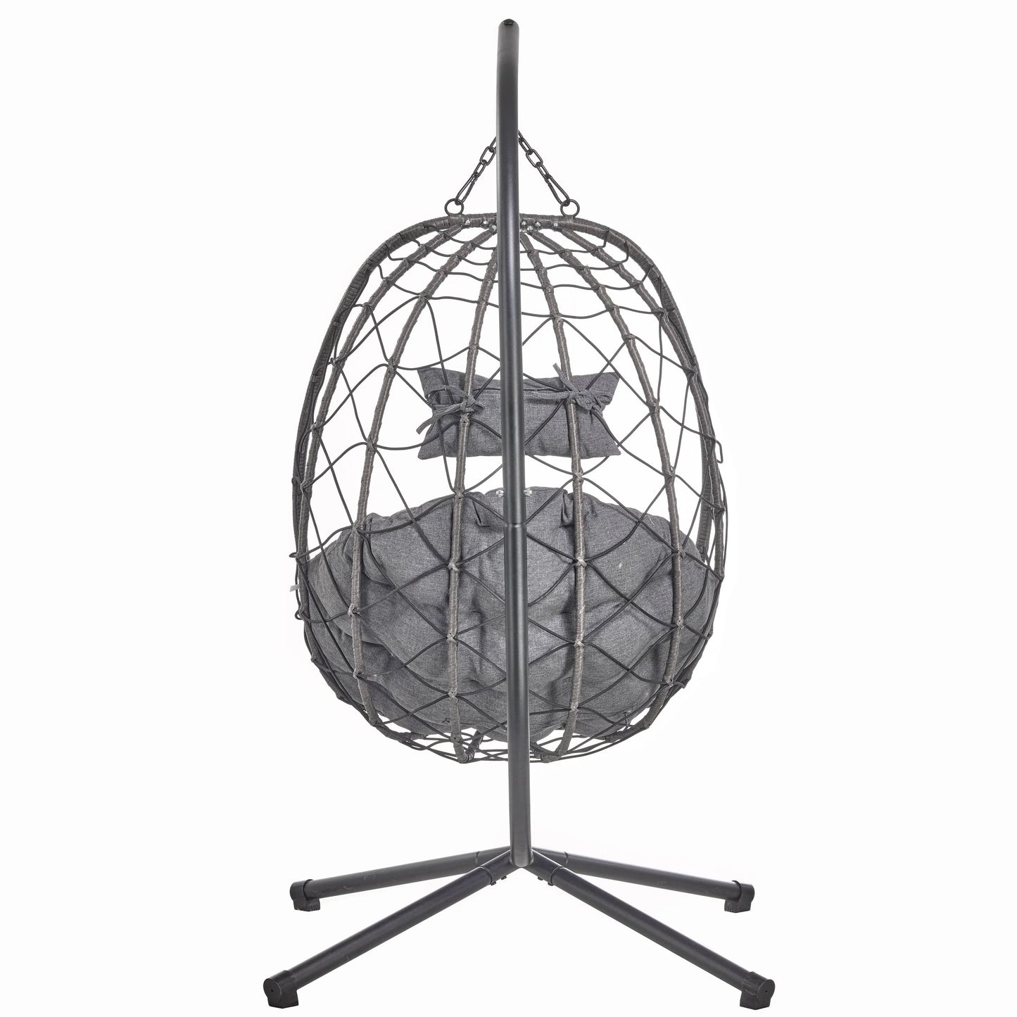Summit Outdoor Single Person Egg Swing Chair in Grey Steel Frame With Removable Cushions - Elax Furniture