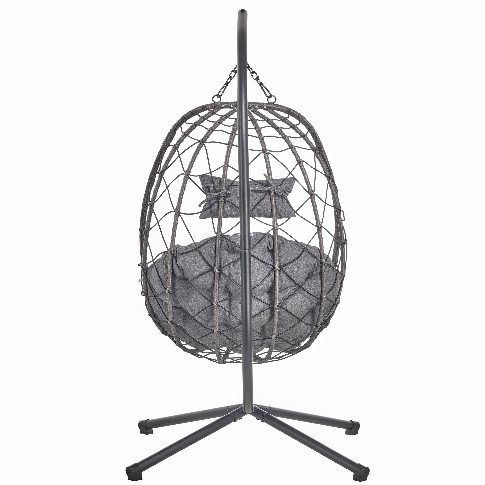 Summit Outdoor Single Person Egg Swing Chair in Grey Steel Frame With Removable Cushions - Elax Furniture