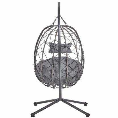 Summit Outdoor Single Person Egg Swing Chair in Grey Steel Frame With Removable Cushions - Elax Furniture