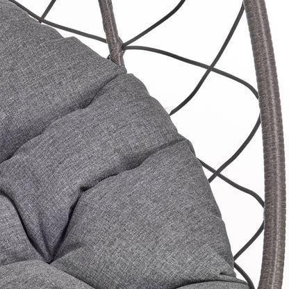 Summit Outdoor Single Person Egg Swing Chair in Grey Steel Frame With Removable Cushions - Elax Furniture