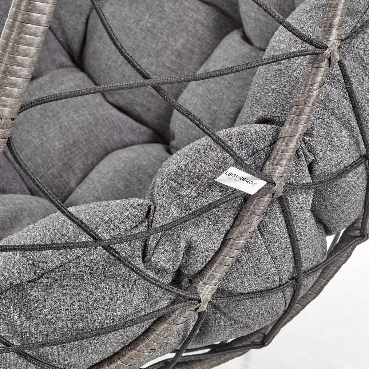 Summit Outdoor Single Person Egg Swing Chair in Grey Steel Frame With Removable Cushions - Elax Furniture