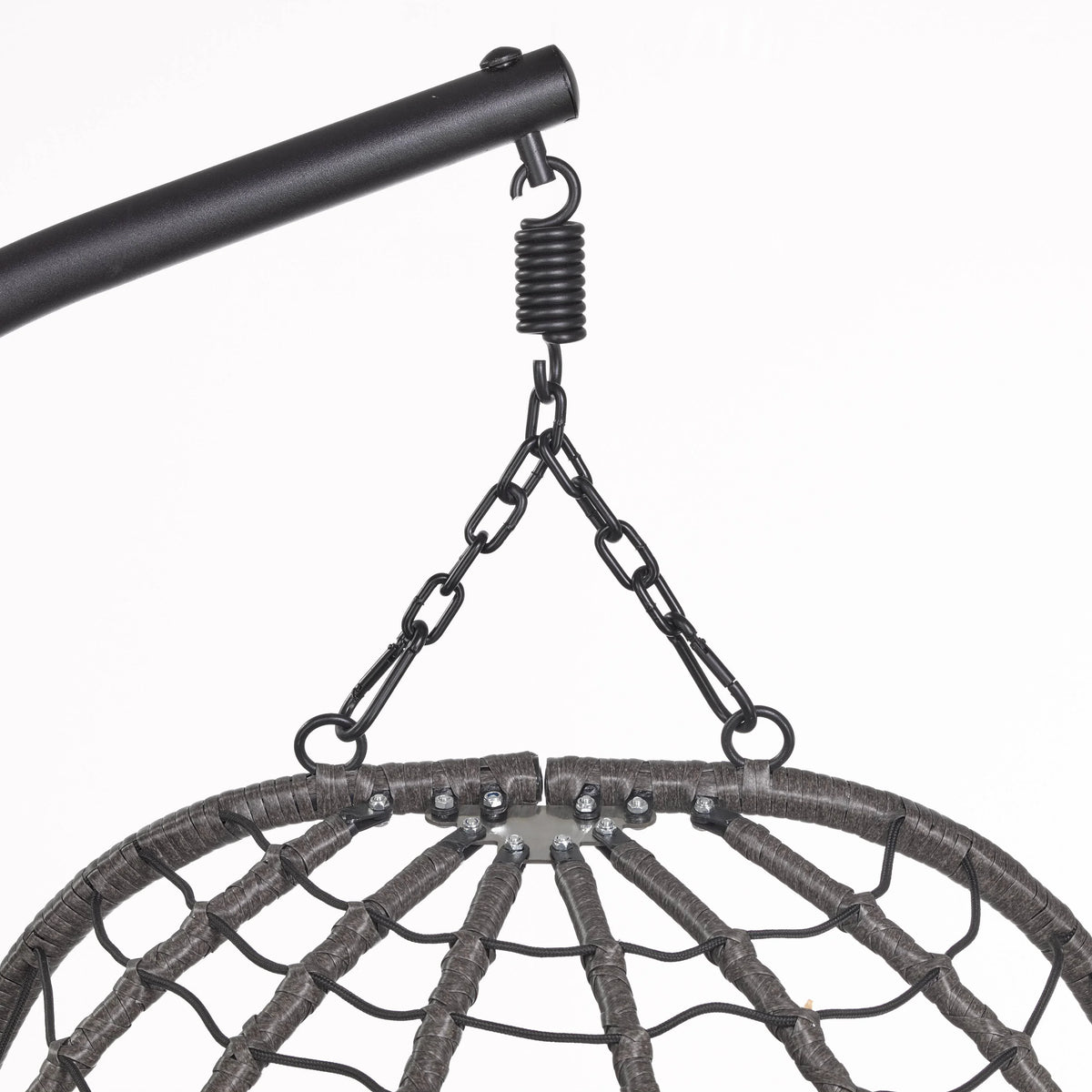 Summit Outdoor Single Person Egg Swing Chair in Grey Steel Frame With Removable Cushions - Elax Furniture