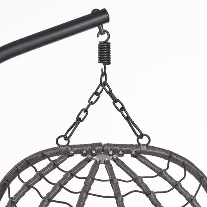 Summit Outdoor Single Person Egg Swing Chair in Grey Steel Frame With Removable Cushions - Elax Furniture