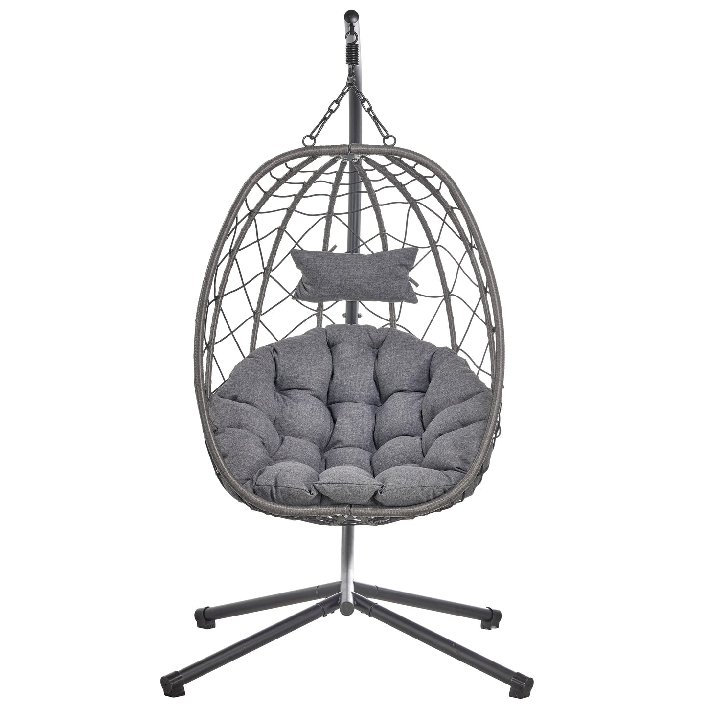 Summit Outdoor Single Person Egg Swing Chair in Grey Steel Frame With Removable Cushions - Elax Furniture