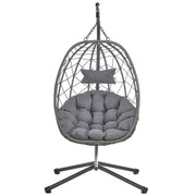 Summit Outdoor Single Person Egg Swing Chair in Grey Steel Frame With Removable Cushions - Elax Furniture