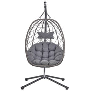 Summit Outdoor Single Person Egg Swing Chair in Grey Steel Frame With Removable Cushions - Elax Furniture