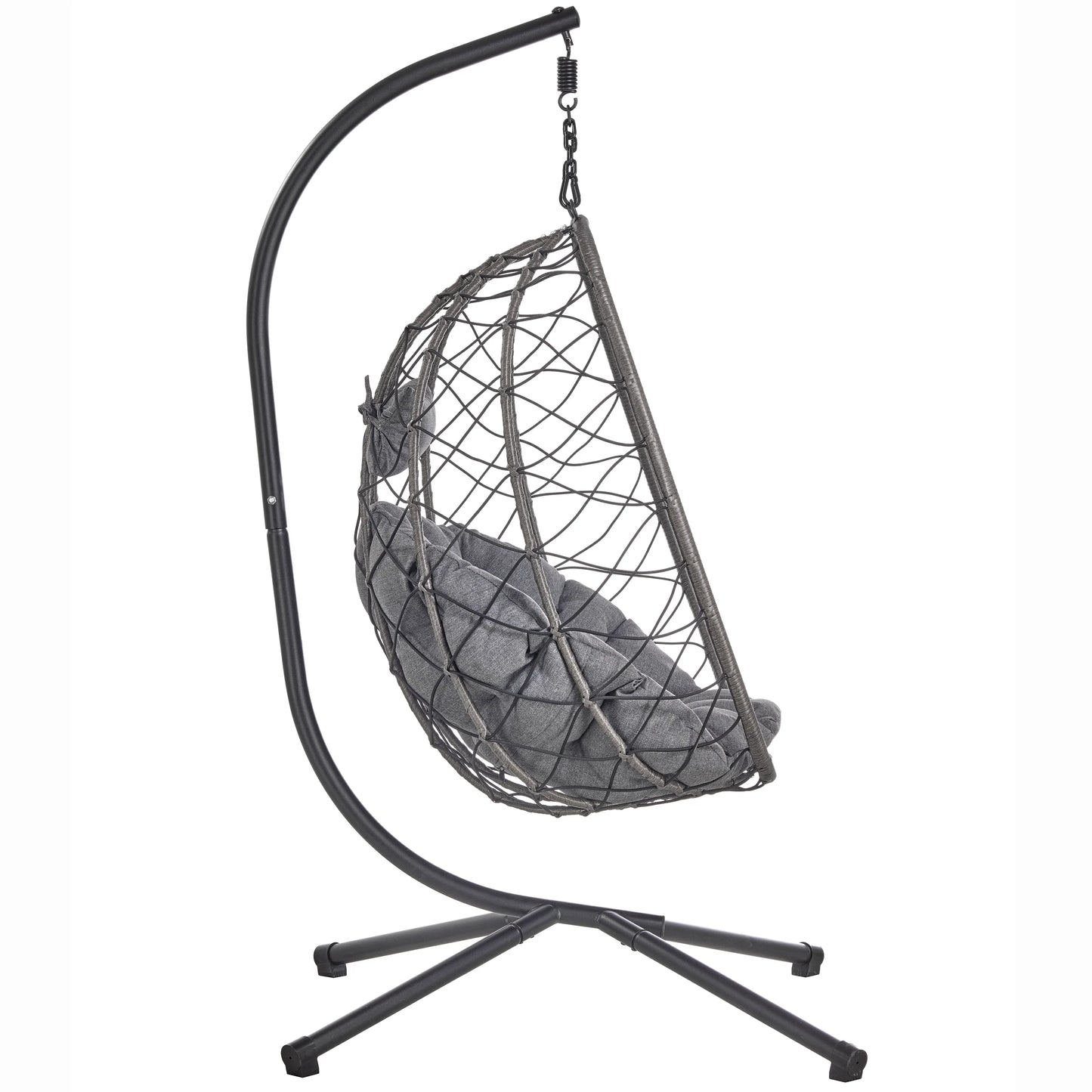 Summit Outdoor Single Person Egg Swing Chair in Grey Steel Frame With Removable Cushions - Elax Furniture