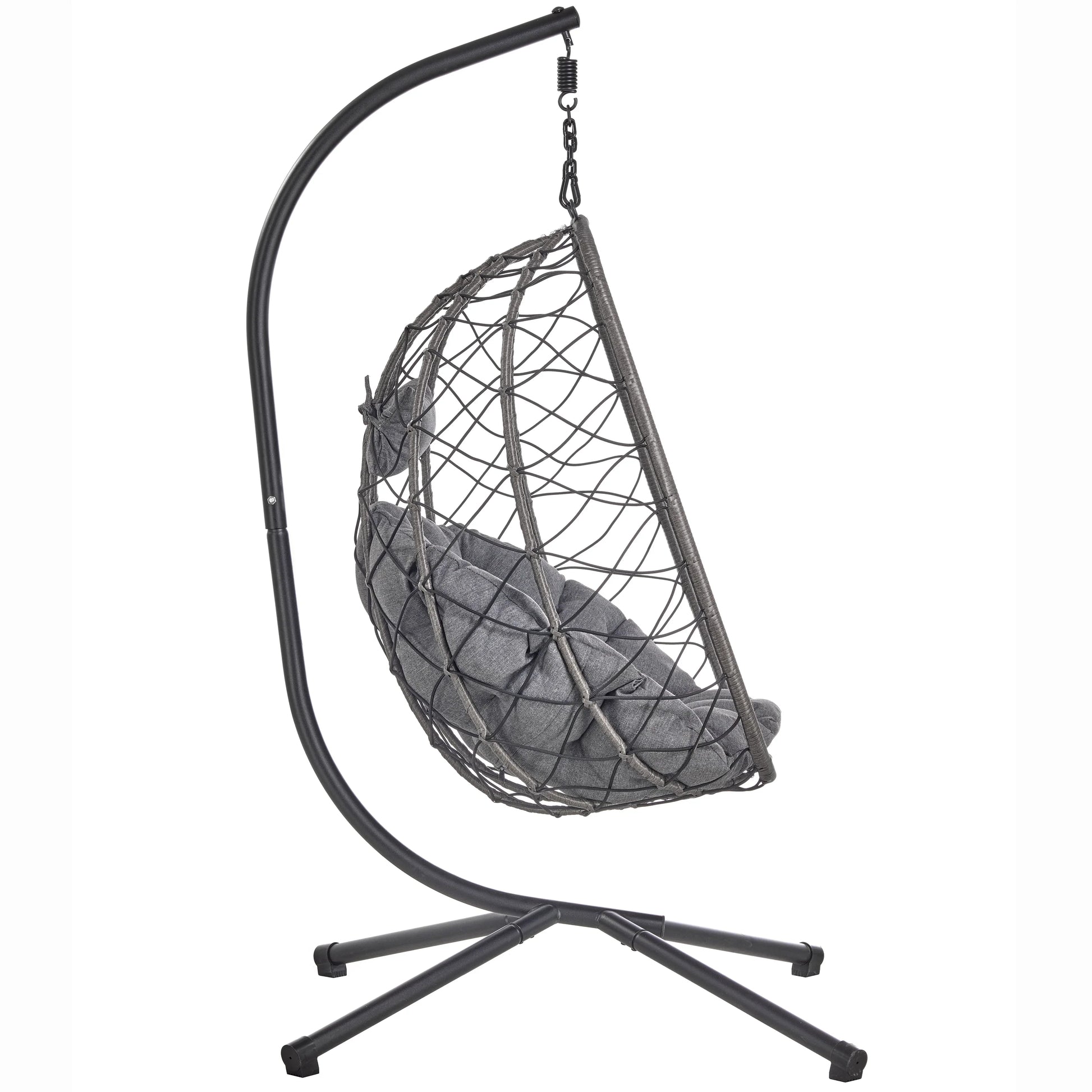 Summit Outdoor Single Person Egg Swing Chair in Grey Steel Frame With Removable Cushions - Elax Furniture