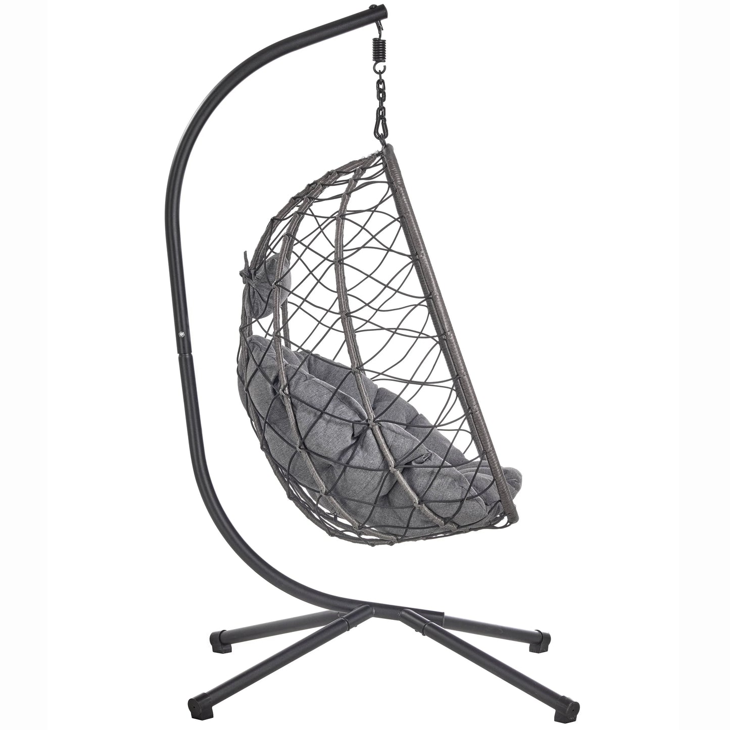 Summit Outdoor Single Person Egg Swing Chair in Grey Steel Frame With Removable Cushions - Elax Furniture