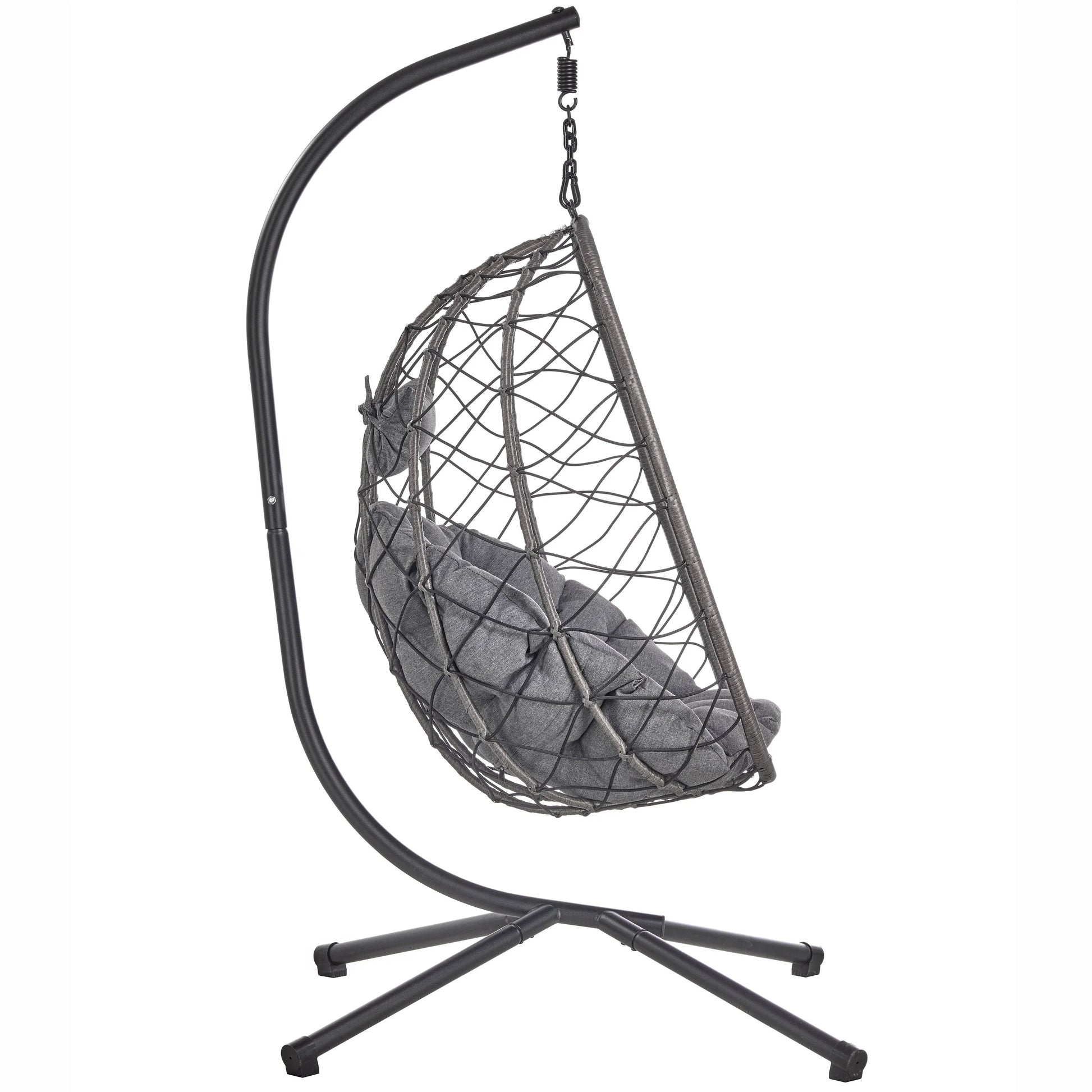 Summit Outdoor Single Person Egg Swing Chair in Grey Steel Frame With Removable Cushions - Elax Furniture