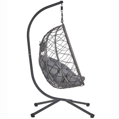 Summit Outdoor Single Person Egg Swing Chair in Grey Steel Frame With Removable Cushions - Elax Furniture