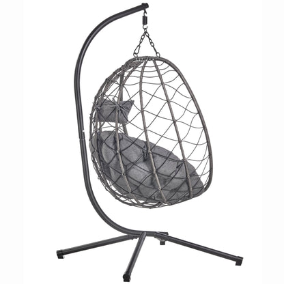 Summit Outdoor Single Person Egg Swing Chair in Grey Steel Frame With Removable Cushions - Elax Furniture
