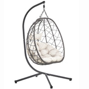 Summit Outdoor Single Person Egg Swing Chair in Grey Steel Frame With Removable Cushions - Elax Furniture