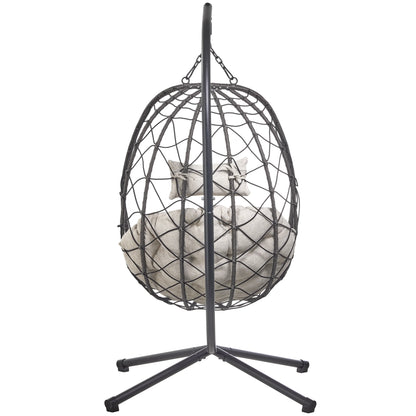 Summit Outdoor Single Person Egg Swing Chair in Grey Steel Frame With Removable Cushions - Elax Furniture
