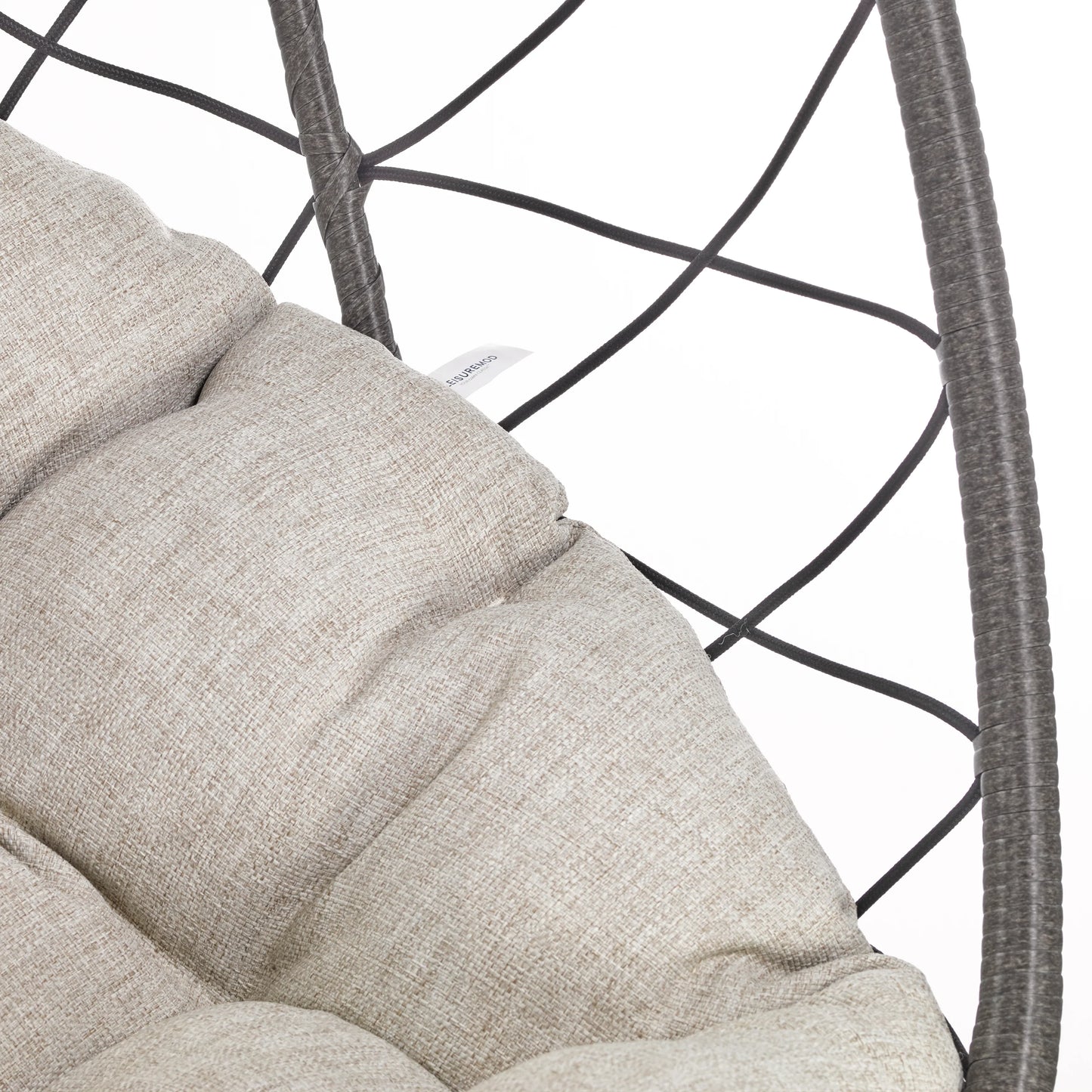 Summit Outdoor Single Person Egg Swing Chair in Grey Steel Frame With Removable Cushions - Elax Furniture