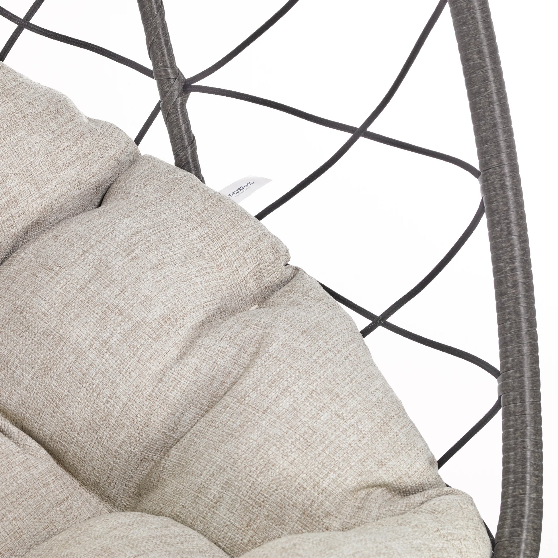 Summit Outdoor Single Person Egg Swing Chair in Grey Steel Frame With Removable Cushions - Elax Furniture