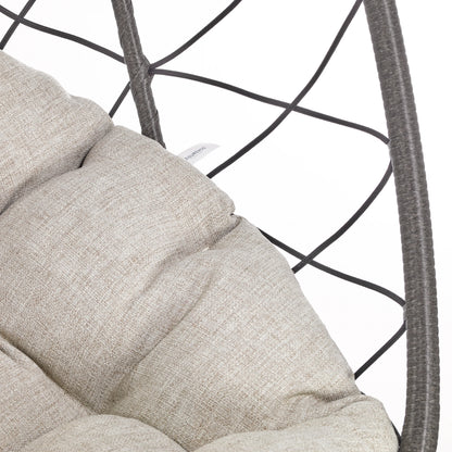 Summit Outdoor Single Person Egg Swing Chair in Grey Steel Frame With Removable Cushions - Elax Furniture