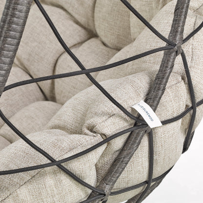 Summit Outdoor Single Person Egg Swing Chair in Grey Steel Frame With Removable Cushions - Elax Furniture