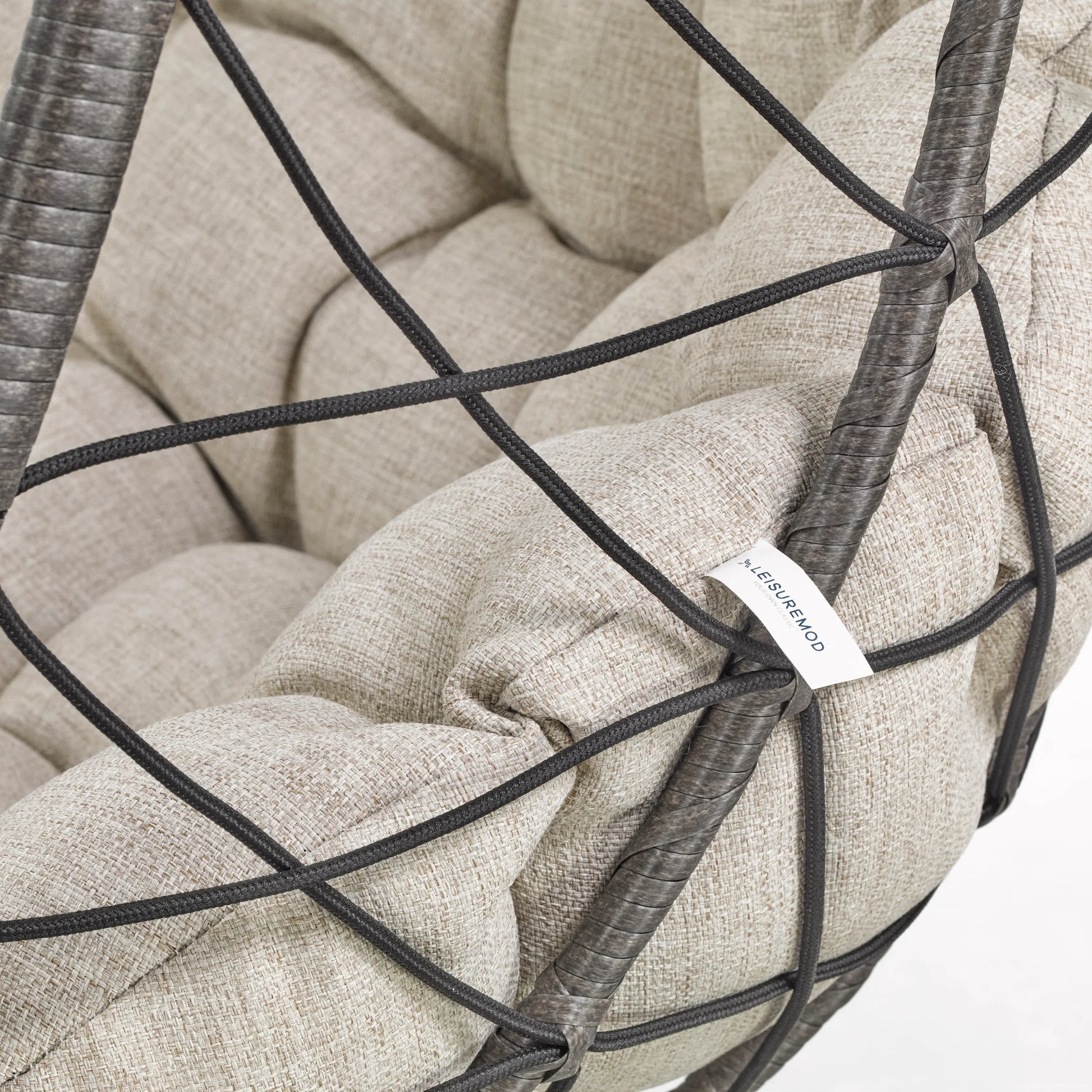 Summit Outdoor Single Person Egg Swing Chair in Grey Steel Frame With Removable Cushions - Elax Furniture