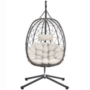 Summit Outdoor Single Person Egg Swing Chair in Grey Steel Frame With Removable Cushions - Elax Furniture