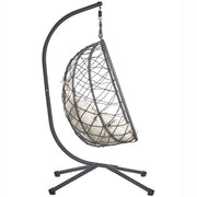 Summit Outdoor Single Person Egg Swing Chair in Grey Steel Frame With Removable Cushions - Elax Furniture