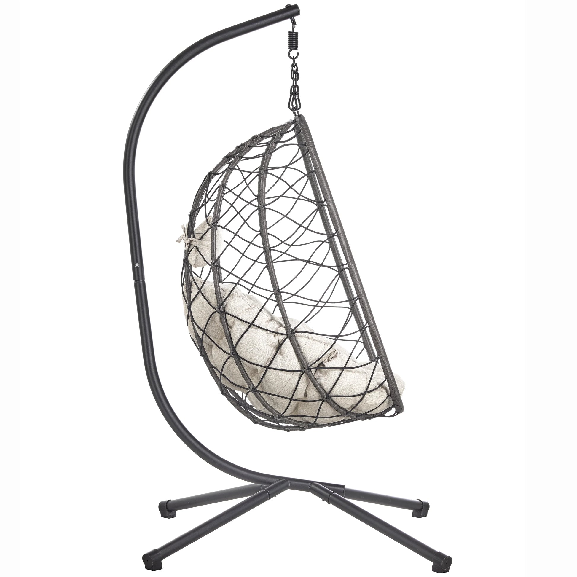 Summit Outdoor Single Person Egg Swing Chair in Grey Steel Frame With Removable Cushions - Elax Furniture