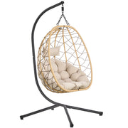 Summit Outdoor Single Person Egg Swing Chair in Grey Steel Frame With Removable Cushions - Elax Furniture