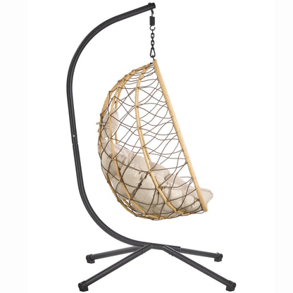 Summit Outdoor Single Person Egg Swing Chair in Grey Steel Frame With Removable Cushions - Elax Furniture