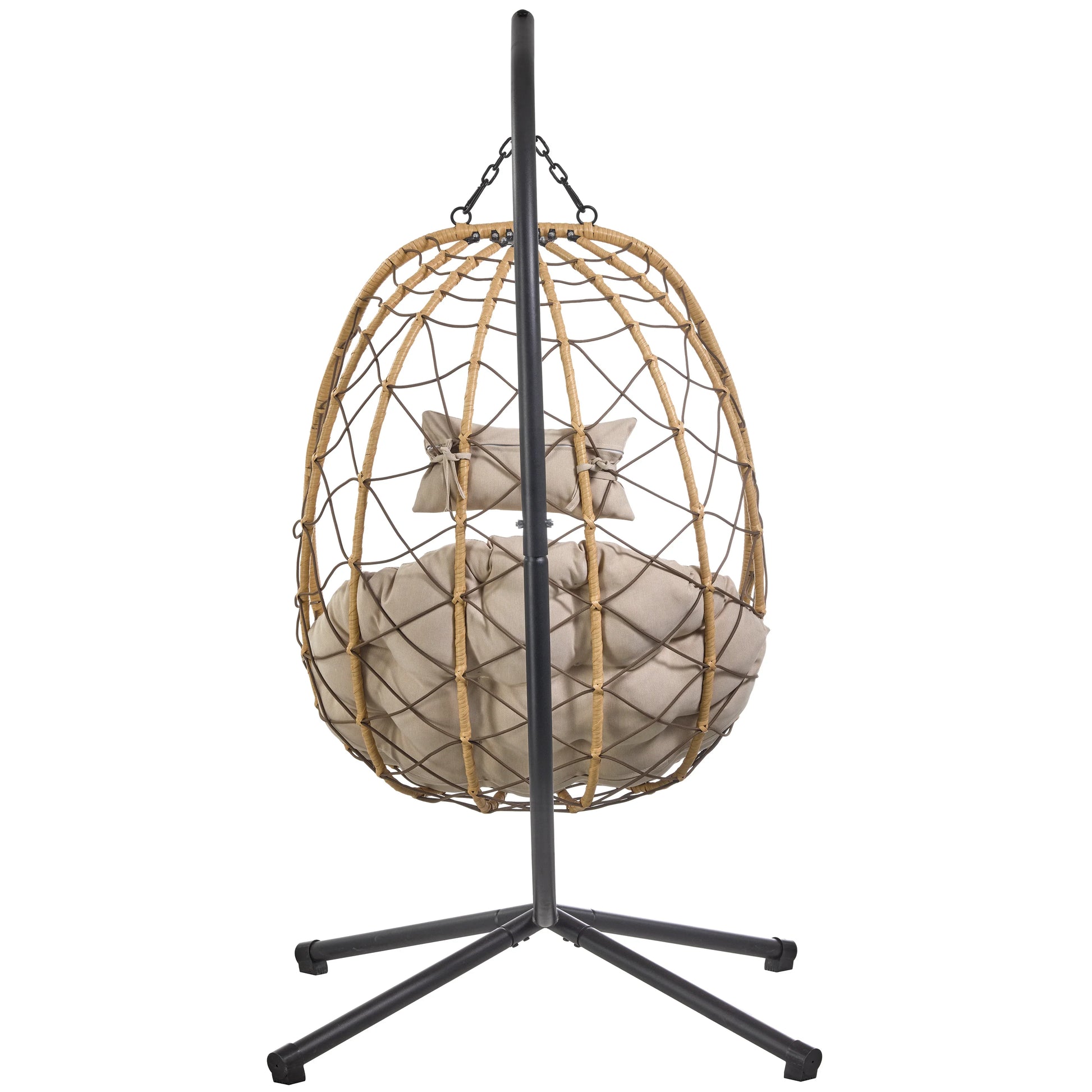 Summit Outdoor Single Person Egg Swing Chair in Grey Steel Frame With Removable Cushions - Elax Furniture