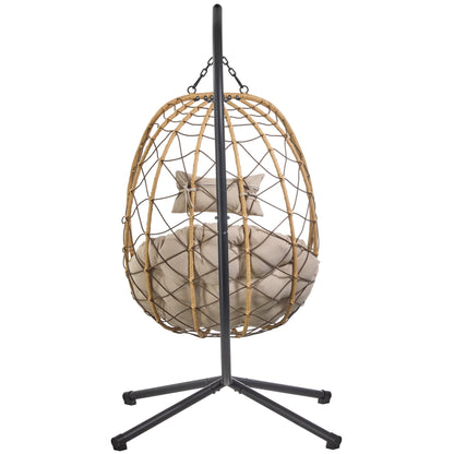 Summit Outdoor Single Person Egg Swing Chair in Grey Steel Frame With Removable Cushions - Elax Furniture