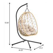 Summit Outdoor Single Person Egg Swing Chair in Grey Steel Frame With Removable Cushions - Elax Furniture