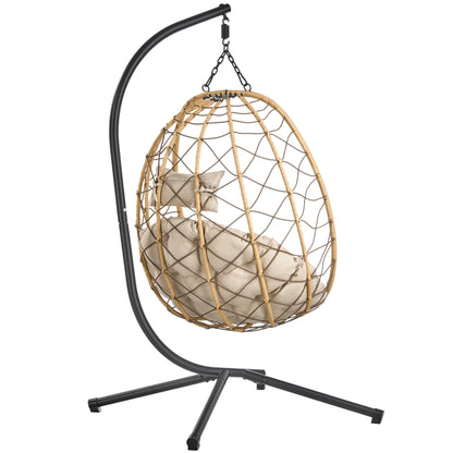 Summit Outdoor Single Person Egg Swing Chair in Grey Steel Frame With Removable Cushions - Elax Furniture