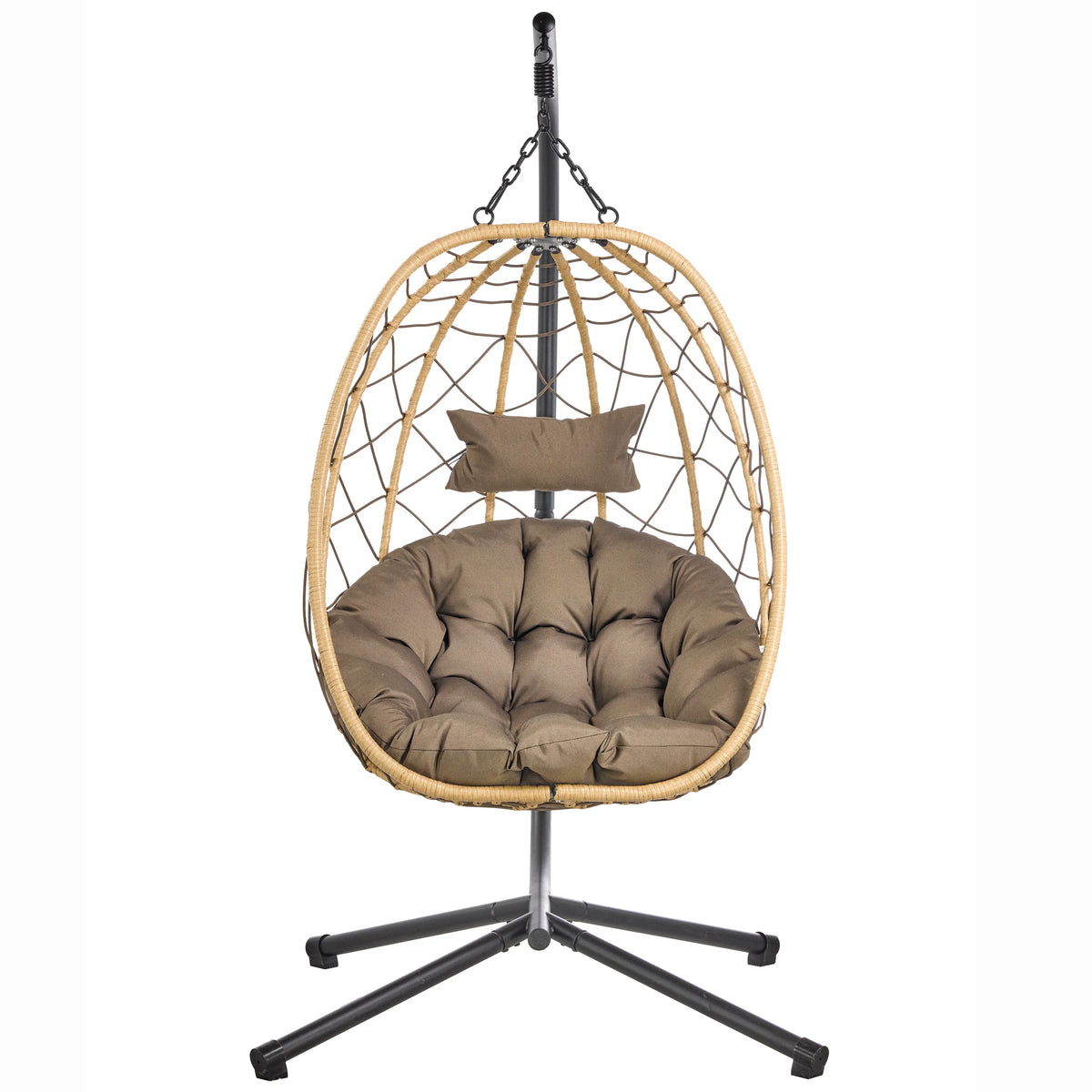 Summit Outdoor Single Person Egg Swing Chair in Grey Steel Frame With Removable Cushions - Elax Furniture