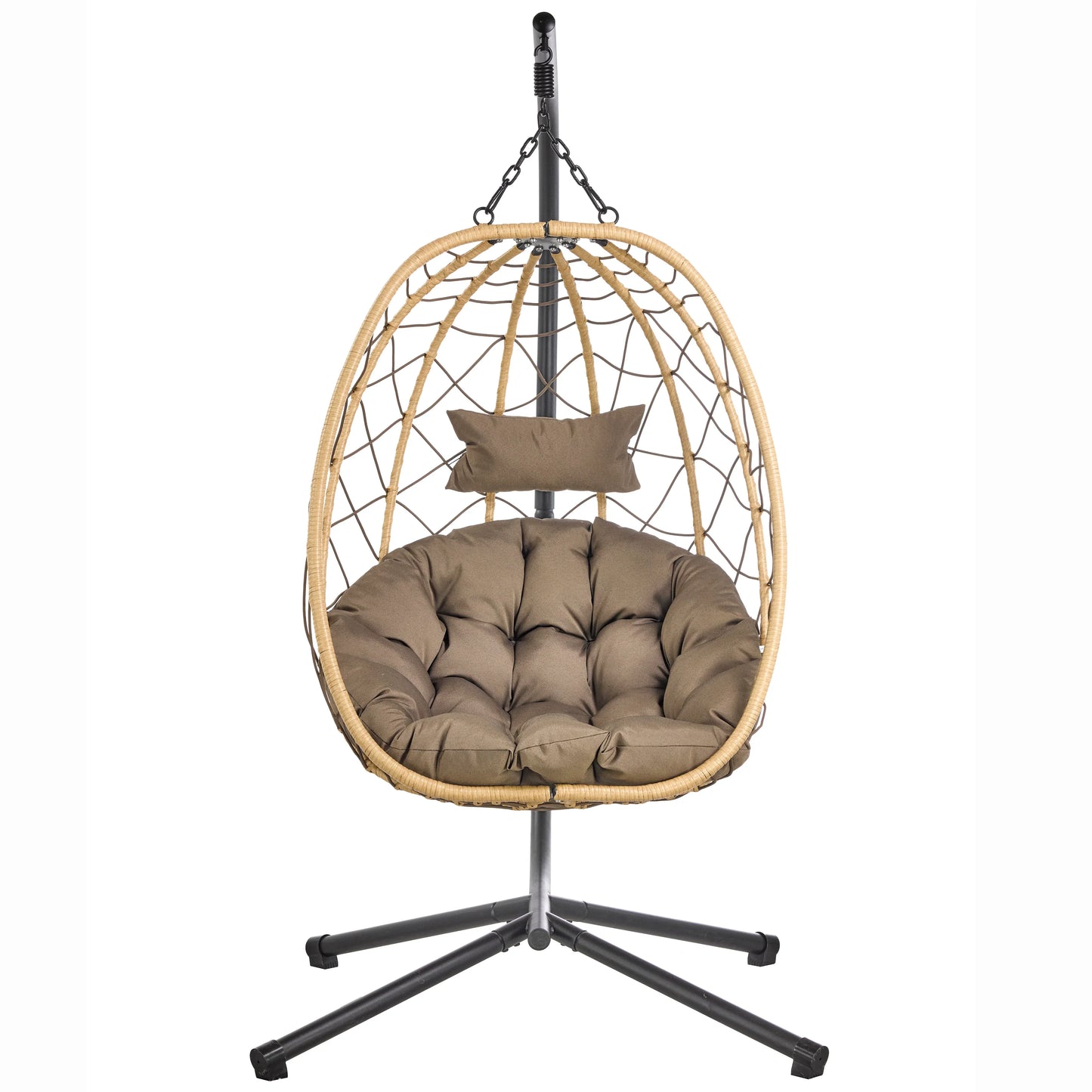 Summit Outdoor Single Person Egg Swing Chair in Grey Steel Frame With Removable Cushions - Elax Furniture