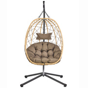 Summit Outdoor Single Person Egg Swing Chair in Grey Steel Frame With Removable Cushions - Elax Furniture