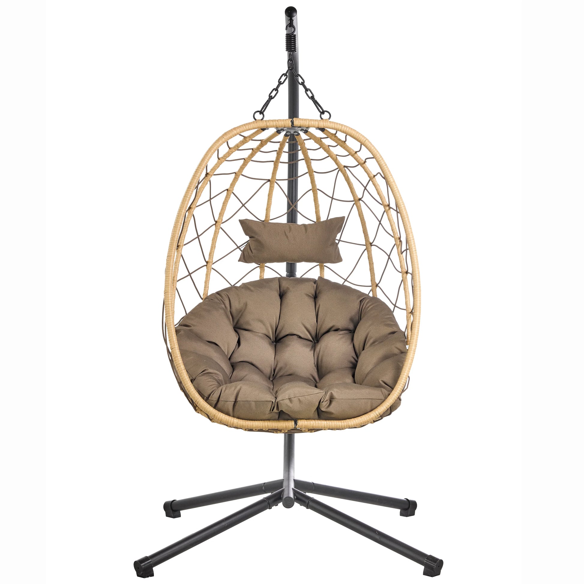 Summit Outdoor Single Person Egg Swing Chair in Grey Steel Frame With Removable Cushions - Elax Furniture