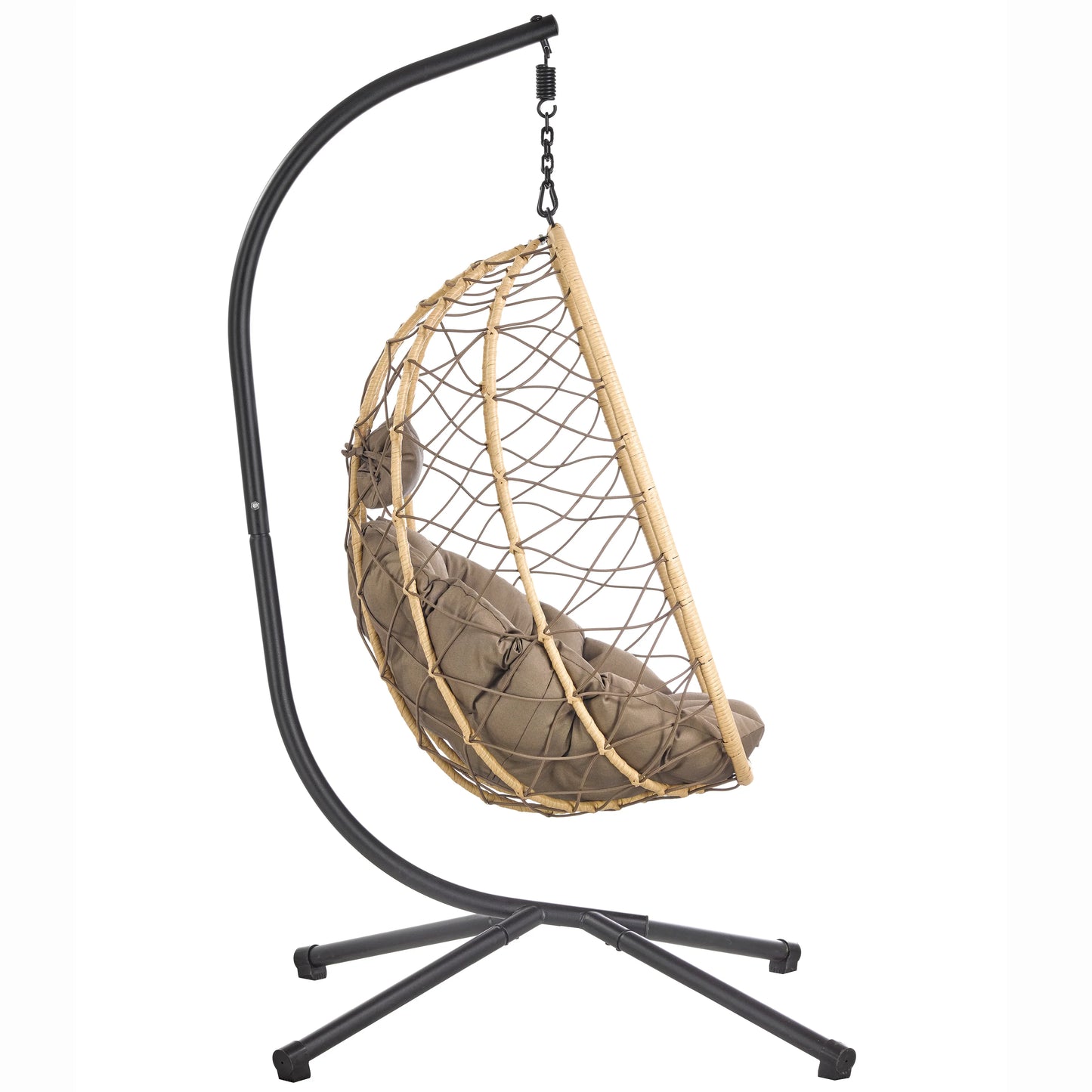 Summit Outdoor Single Person Egg Swing Chair in Grey Steel Frame With Removable Cushions - Elax Furniture