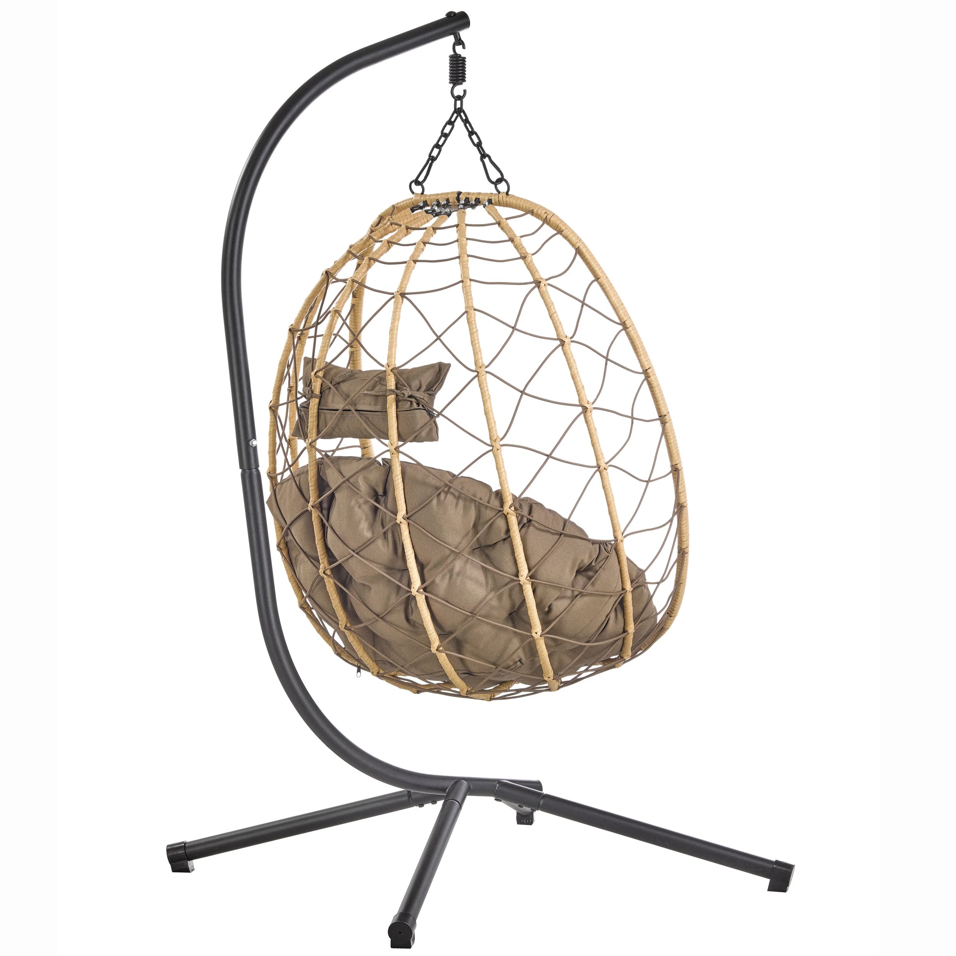 Summit Outdoor Single Person Egg Swing Chair in Grey Steel Frame With Removable Cushions - Elax Furniture