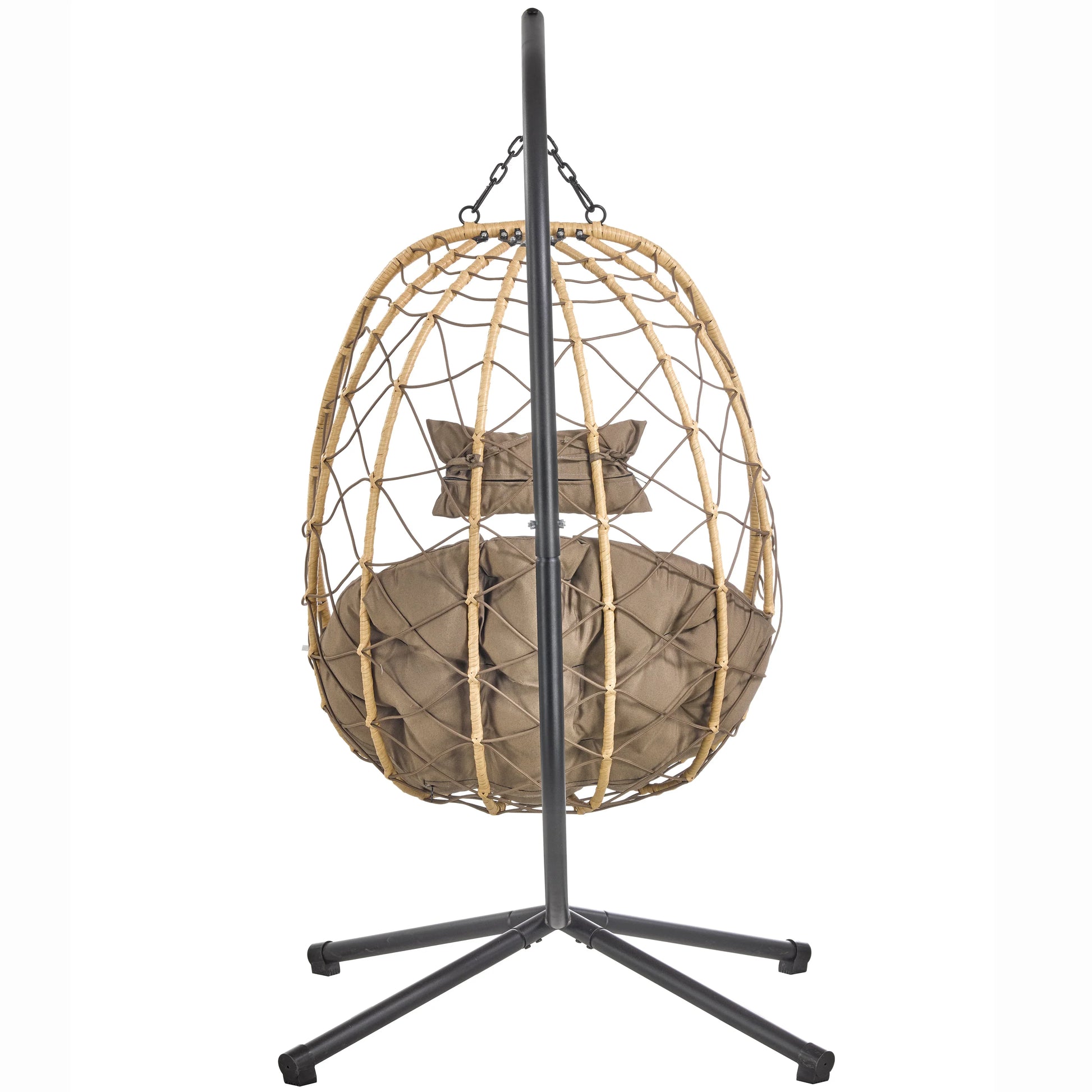 Summit Outdoor Single Person Egg Swing Chair in Grey Steel Frame With Removable Cushions - Elax Furniture
