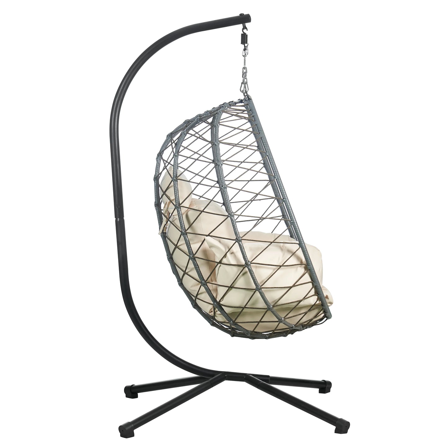 Summit Outdoor Single Person Egg Swing Chair in Grey Steel Frame With Removable Cushions - Elax Furniture