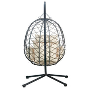 Summit Outdoor Single Person Egg Swing Chair in Grey Steel Frame With Removable Cushions - Elax Furniture