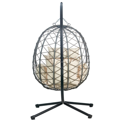Summit Outdoor Single Person Egg Swing Chair in Grey Steel Frame With Removable Cushions - Elax Furniture
