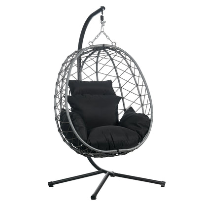 Summit Outdoor Single Person Egg Swing Chair in Grey Steel Frame With Removable Cushions - Elax Furniture