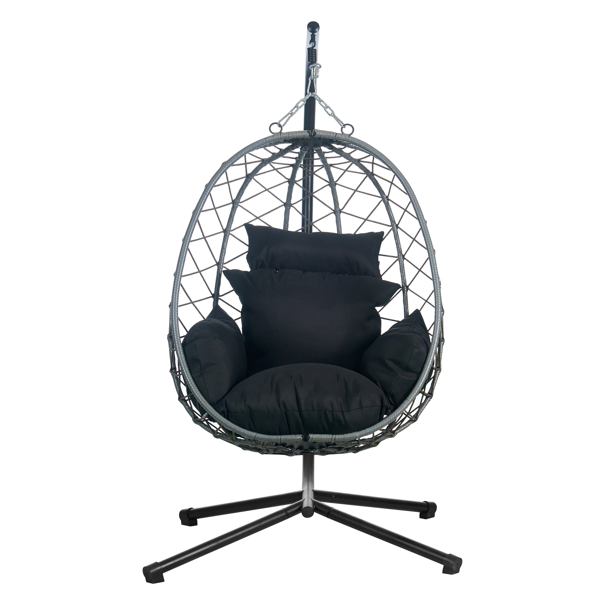 Summit Outdoor Single Person Egg Swing Chair in Grey Steel Frame With Removable Cushions - Elax Furniture