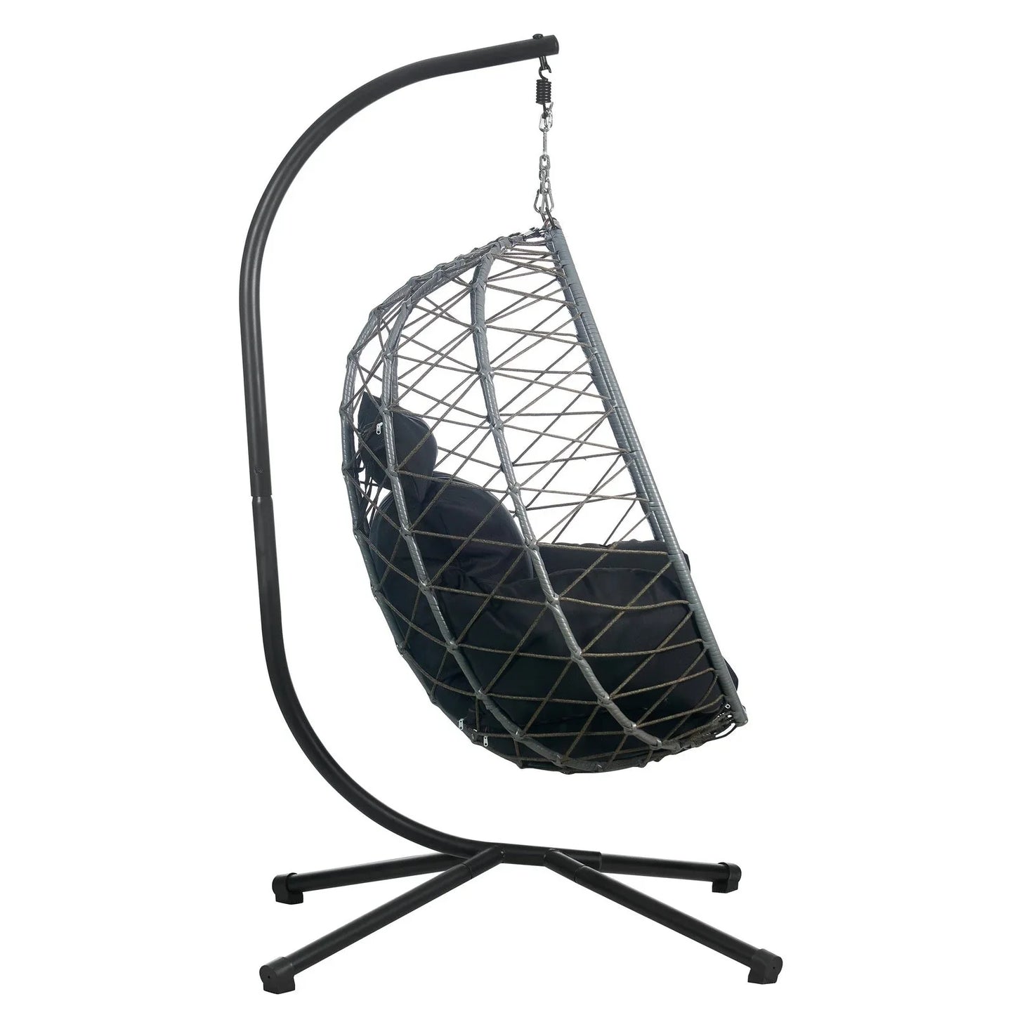 Summit Outdoor Single Person Egg Swing Chair in Grey Steel Frame With Removable Cushions - Elax Furniture