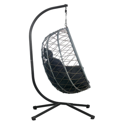 Summit Outdoor Single Person Egg Swing Chair in Grey Steel Frame With Removable Cushions - Elax Furniture
