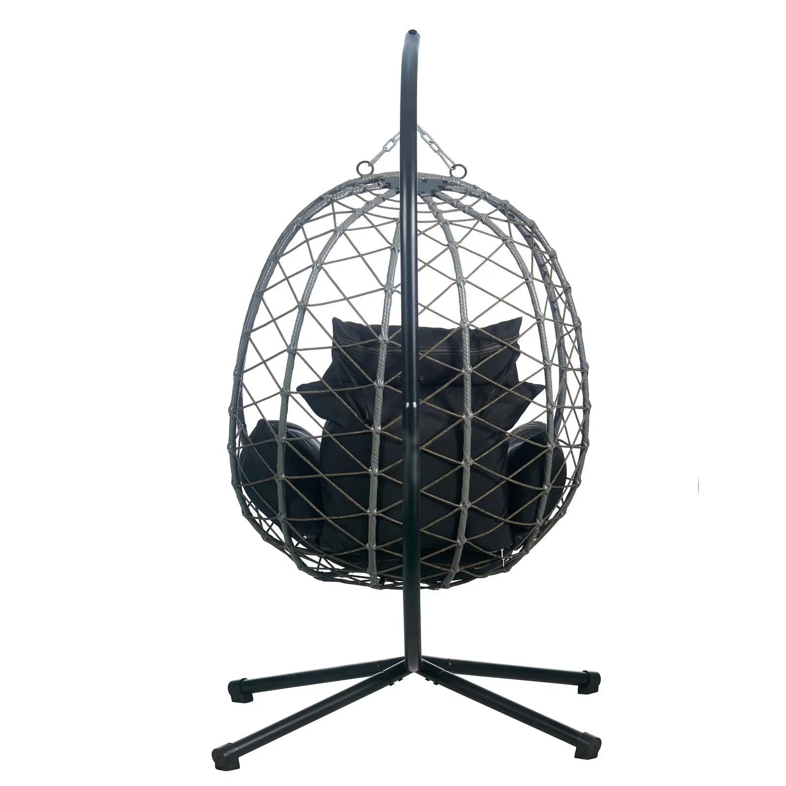 Summit Outdoor Single Person Egg Swing Chair in Grey Steel Frame With Removable Cushions - Elax Furniture