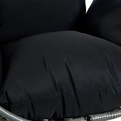 Summit Outdoor Single Person Egg Swing Chair in Grey Steel Frame With Removable Cushions - Elax Furniture